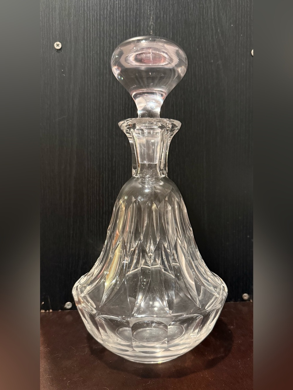 Cut Crystal Glass Decanter with Stopper - Clear 11”